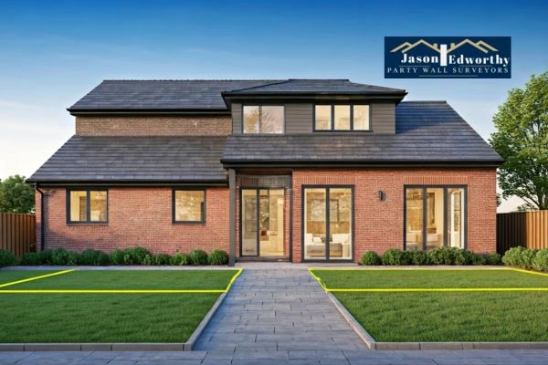 Home extension focusing on boundary line Sutton-In-Ashfield
